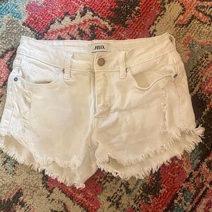 Women's White Frayed Jean Shorts